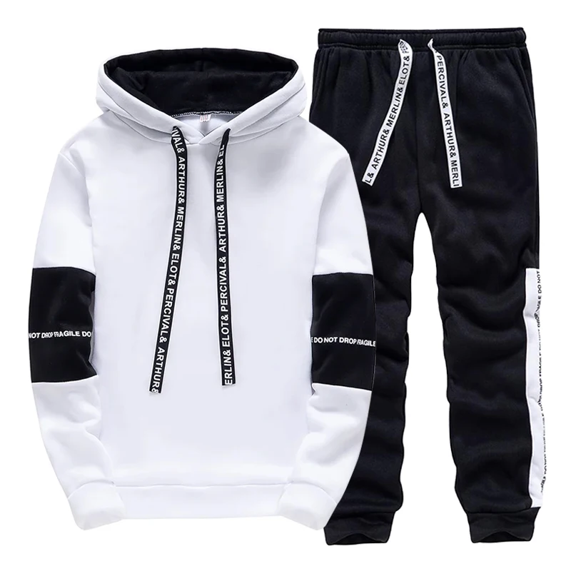Men'S Fashion Tips - トラックスーツ男性用カジュアルフード付きスウェットシャツアウトドアスポーツジョギング紳士服秋冬ファッションシングルパーカーパンツ