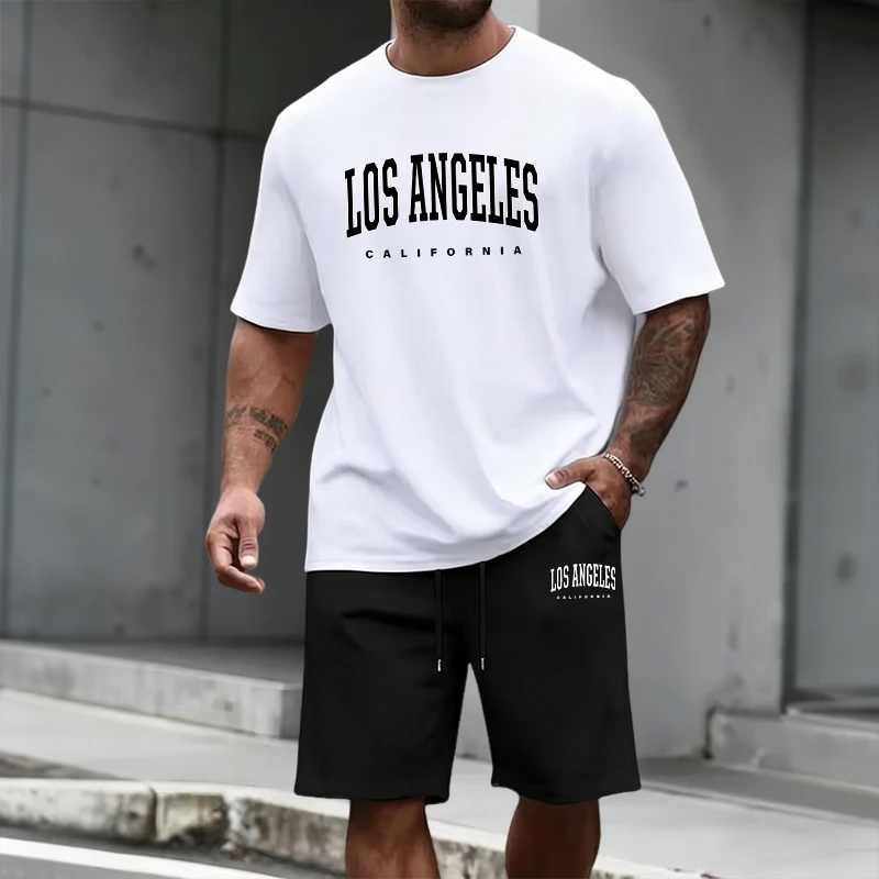 Men'S Fashion Looks - メンズトラックスーツ半袖トップスと膝丈ショーツ2026夏デイリーカジュアルファッションTシャツ衣装ホームアウトドアスポーツウェア
