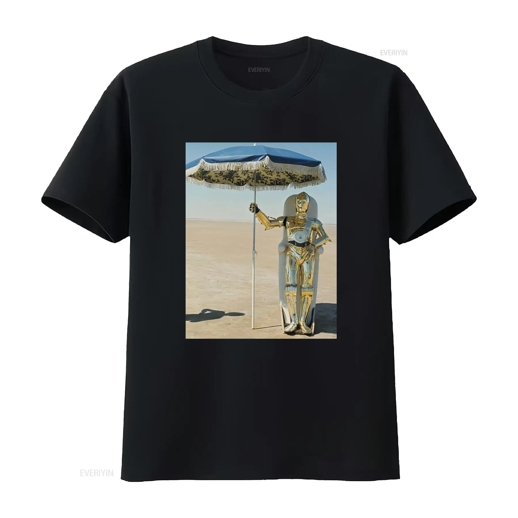 Men'S Fashion For Big Guys - ビッグガイズ・ルール C 3P0 オン・ザ・ビーチ フォトTシャツとトール・トゥー・ヴィンテージ・ウォッシュド・ソフト・ファッションデザイナー服 カジュアルグラフィック