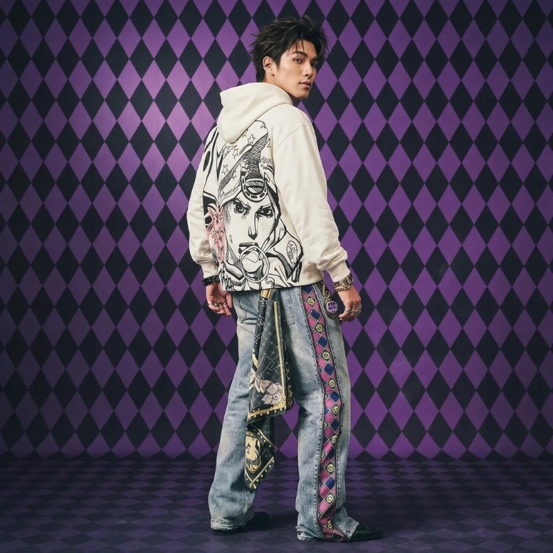 Mens Fashion Denim - Y2Kストリートウェア メンズ ヒップホップ 原宿 2ピースセット アニメグラフィックプリント
