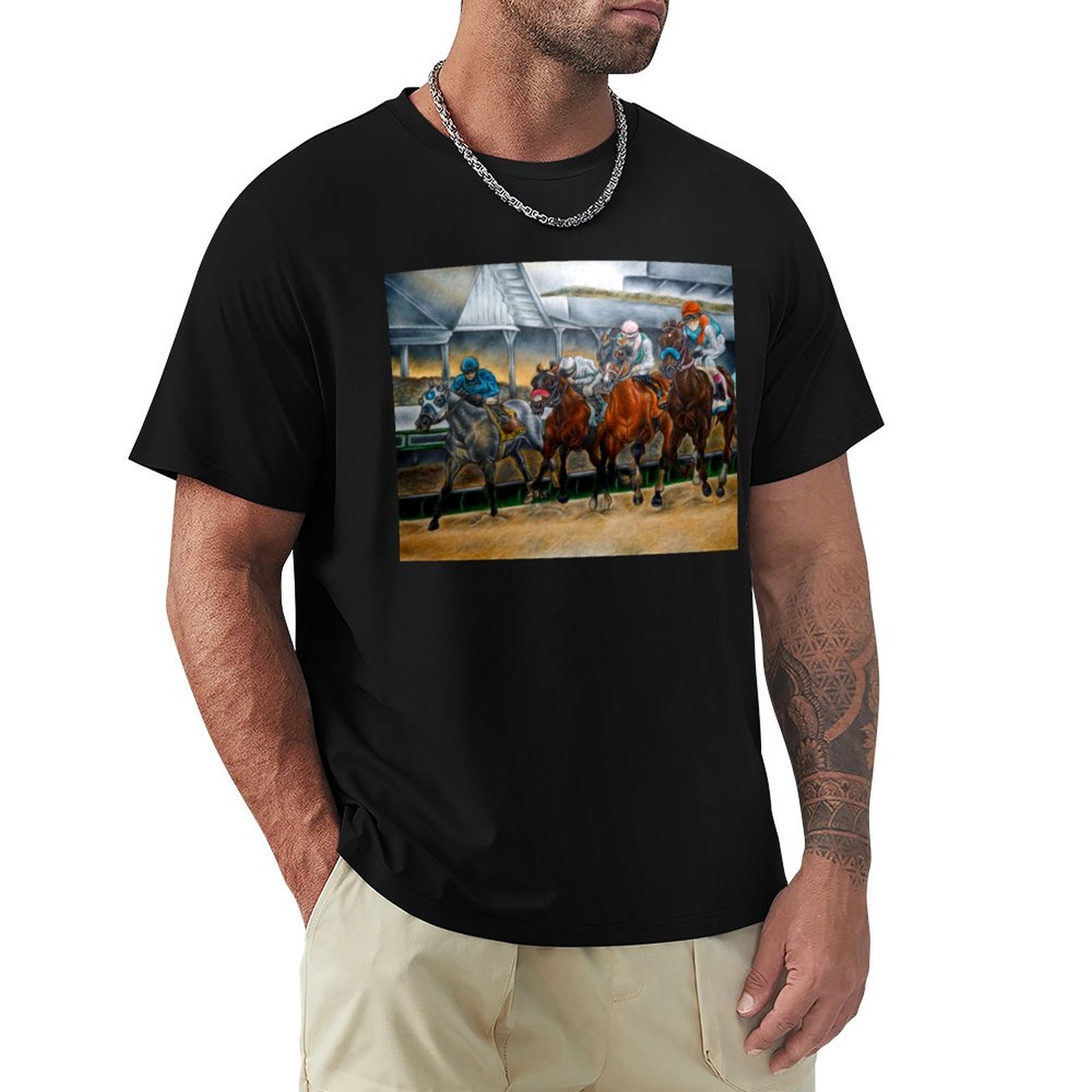 Men'S Fashion For Kentucky Derby - ケンタッキーダービー2021 Tシャツ ファッション柄プリントTシャツ