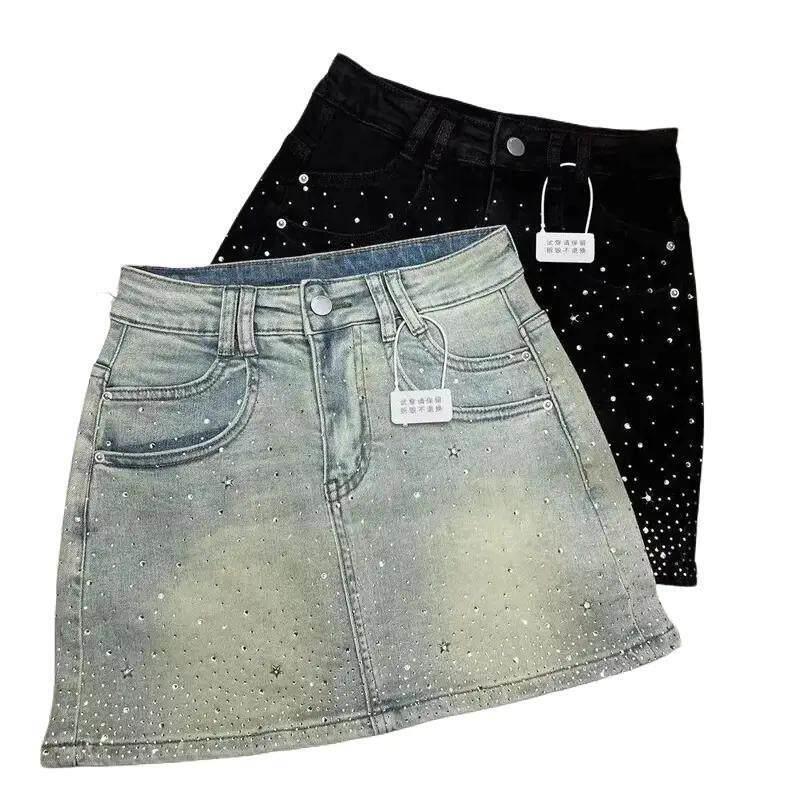 Mens Fashion Denim - K 59702 ラインストーンデニムスカート キラキラ輝くダイヤモンド装飾 メンズカジュアルスポーツウェア クロスボーダーファッション