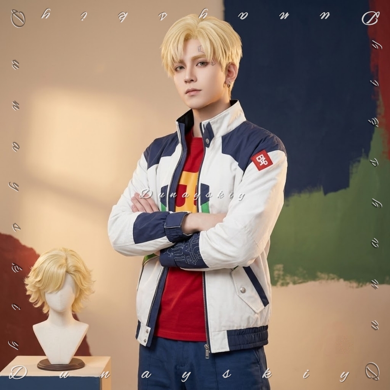 Bomber Jacket Men - 男性カラーブロックボンバージャケットカジュアル服サイバーパンクエッジランズローマンコスプレ半袖アニメストリート撮影サイバーパンクデイリー