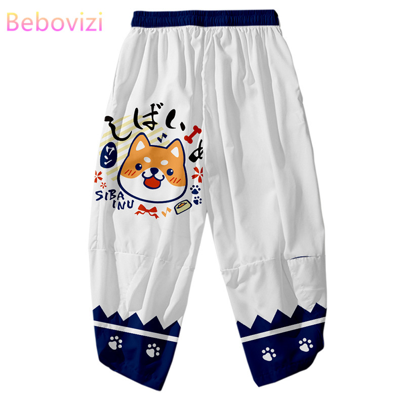 Men'S Fashion Pants - 男性用の伝統的なニッカーボウプリントパンツ,日本の伝統的なアジアのバギーパンツ,着物,ストリートウェア,愛らしい,ファッショナブル