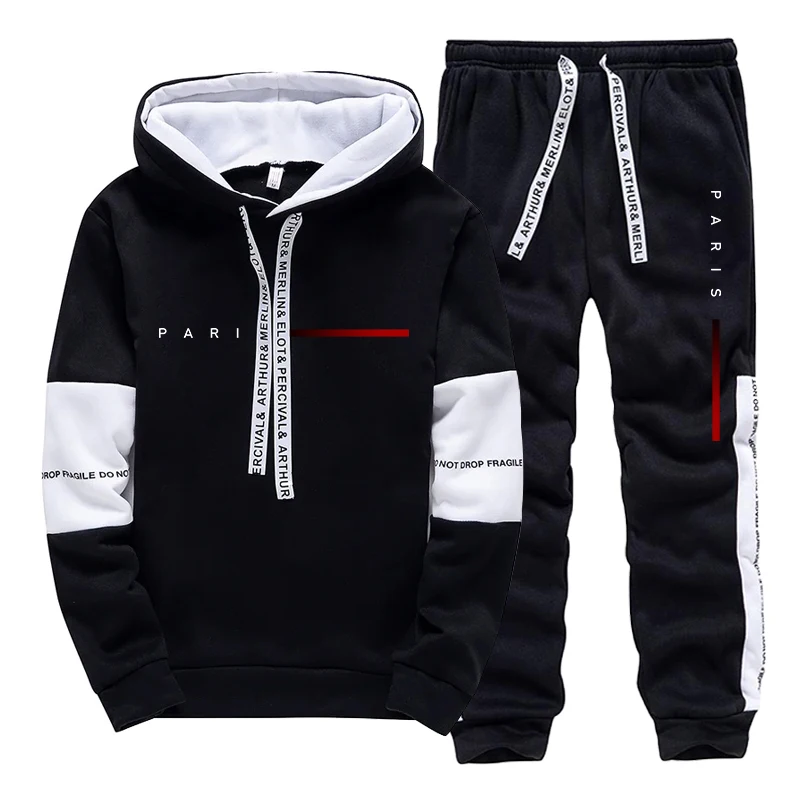 Streetwear Hoodie - メンズセット パリファッション フーディーとスウェットパンツ ストリートウェア 男性用 オールシーズン