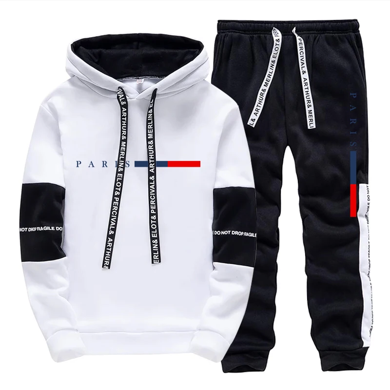 Men'S Fashion Tips - メンズセット/パーカー/パンツ パリファッション 秋冬 カジュアル スポーツ フード付きプルオーバー＆スウェットパンツ