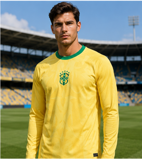 Men'S Fashion Tips - ブラジル2026記念版3Dプリント長袖サッカーシャツ速乾性通気性ファッショナブルデザイン