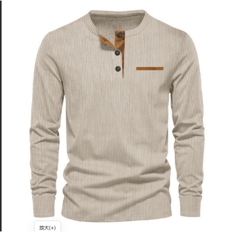 Men'S Fashion Looks - メンズ コーデュロイ ヘンリーネック 長袖 Tシャツ ファッション