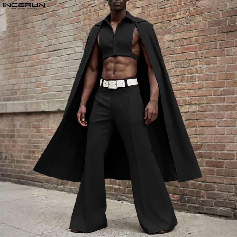 INCERUN 男性セットソリッドカラーラペルノースリーブ不 - Men'S Fashion Pants のレビューと価格