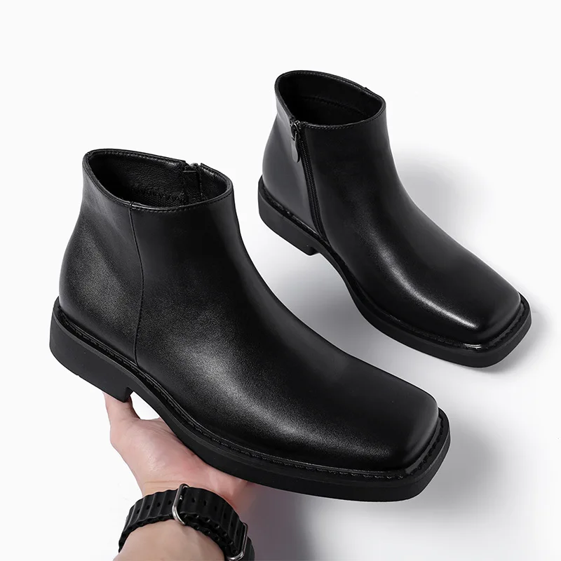 黒の新ファッション男性カジュアル革靴秋冬ドレスアンクルブーツ - Men'S Fashion Old Money のレビューと価格