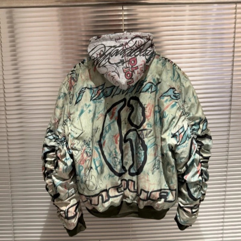 26 SS ロンドン地下鉄アートグラフィティ ウォッシュドパ - Bomber Jacket Men のレビューと価格