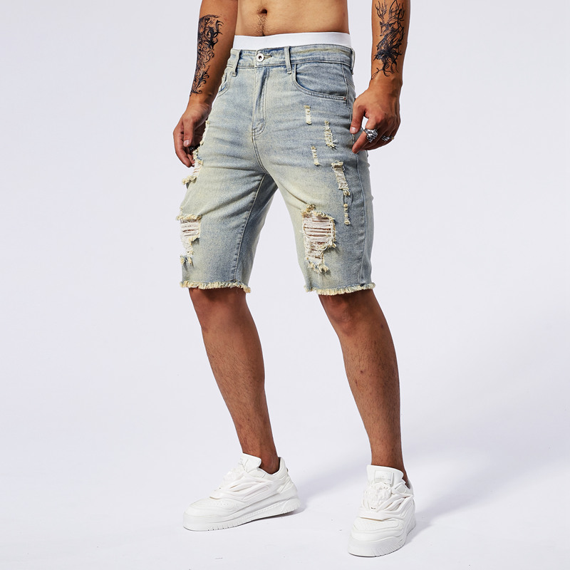 2025 夏の新メンズリッピングデニムショーツファッションヴ - Mens Fashion Denim のレビューと価格