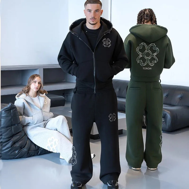 春秋オーバーサイズ四つ葉のクローバーアップリケジップアップフ - Streetwear Hoodie のレビューと価格