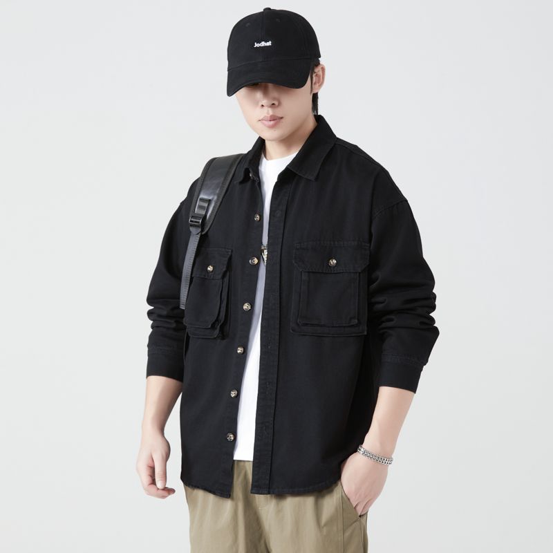 純粋な綿ツーリングシャツ男性春秋ストリートヴィンテージファッ - Mens Fashion Denim のレビューと価格