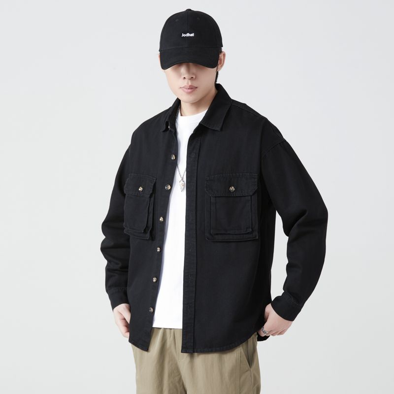 純粋な綿ツーリングシャツ男性春秋ストリートヴィンテージファッ - Mens Fashion Denim のレビューと価格