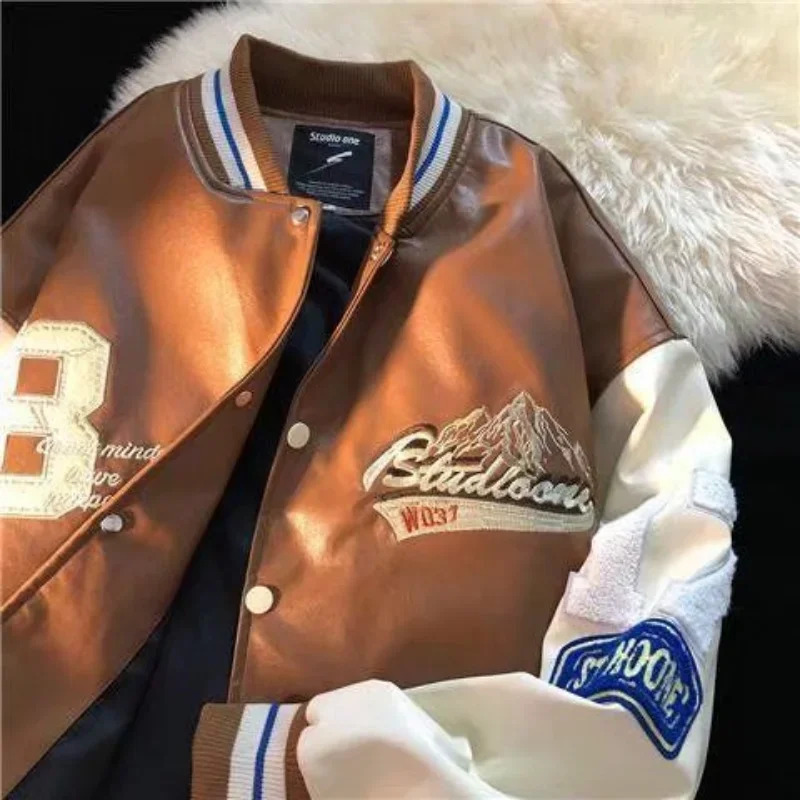 2026 2024 ニューアメリカンレトロ ハイPUレザー  - Bomber Jacket Men のレビューと価格