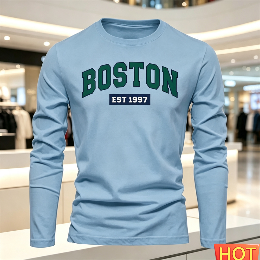 秋夏メンズ長袖 Tシャツレターパターンラウンドネック Tシャ - Men'S Fashion Tips のレビューと価格