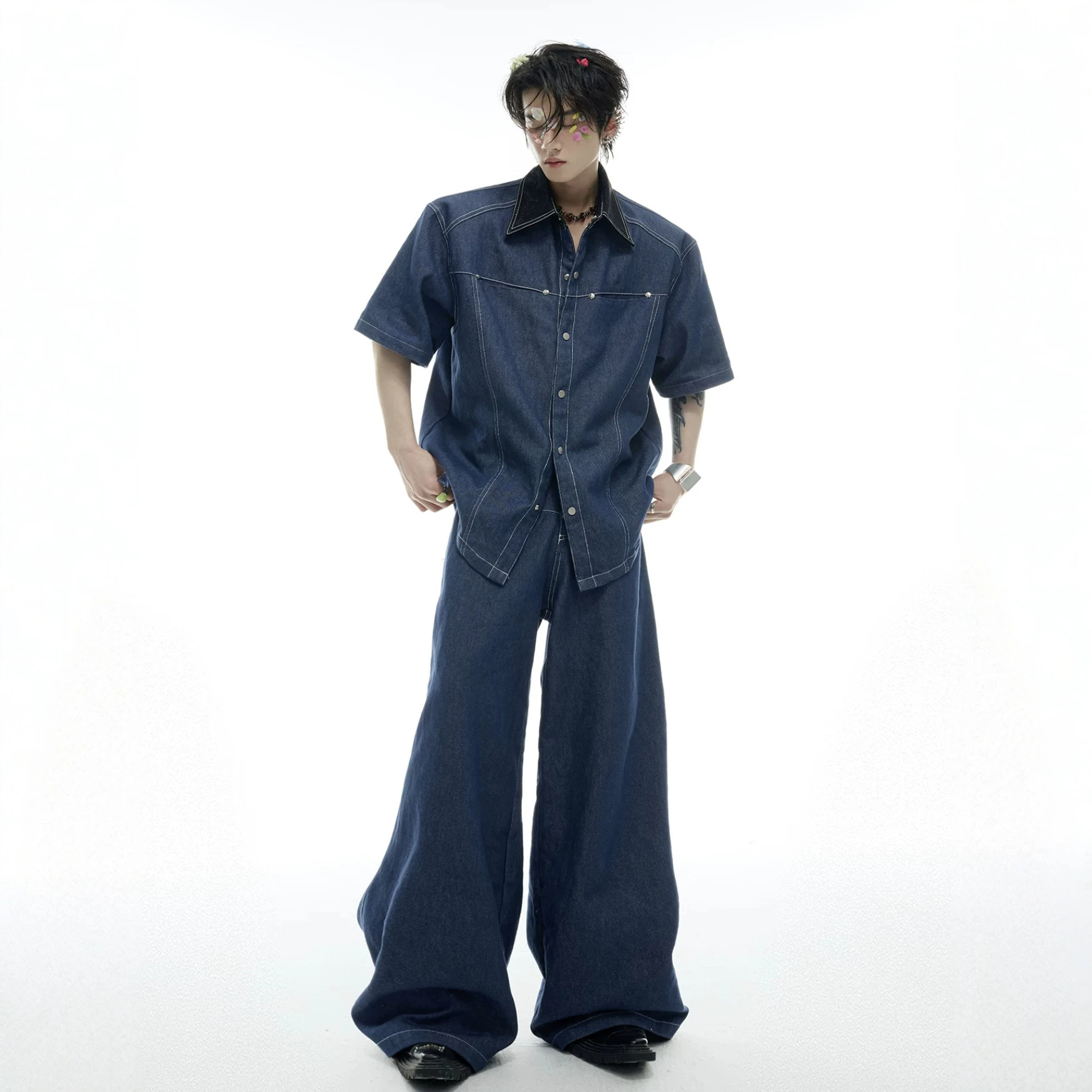 夏のメンズデニムマッチングセットアメリカンファッションハイス - Mens Fashion Denim のレビューと価格