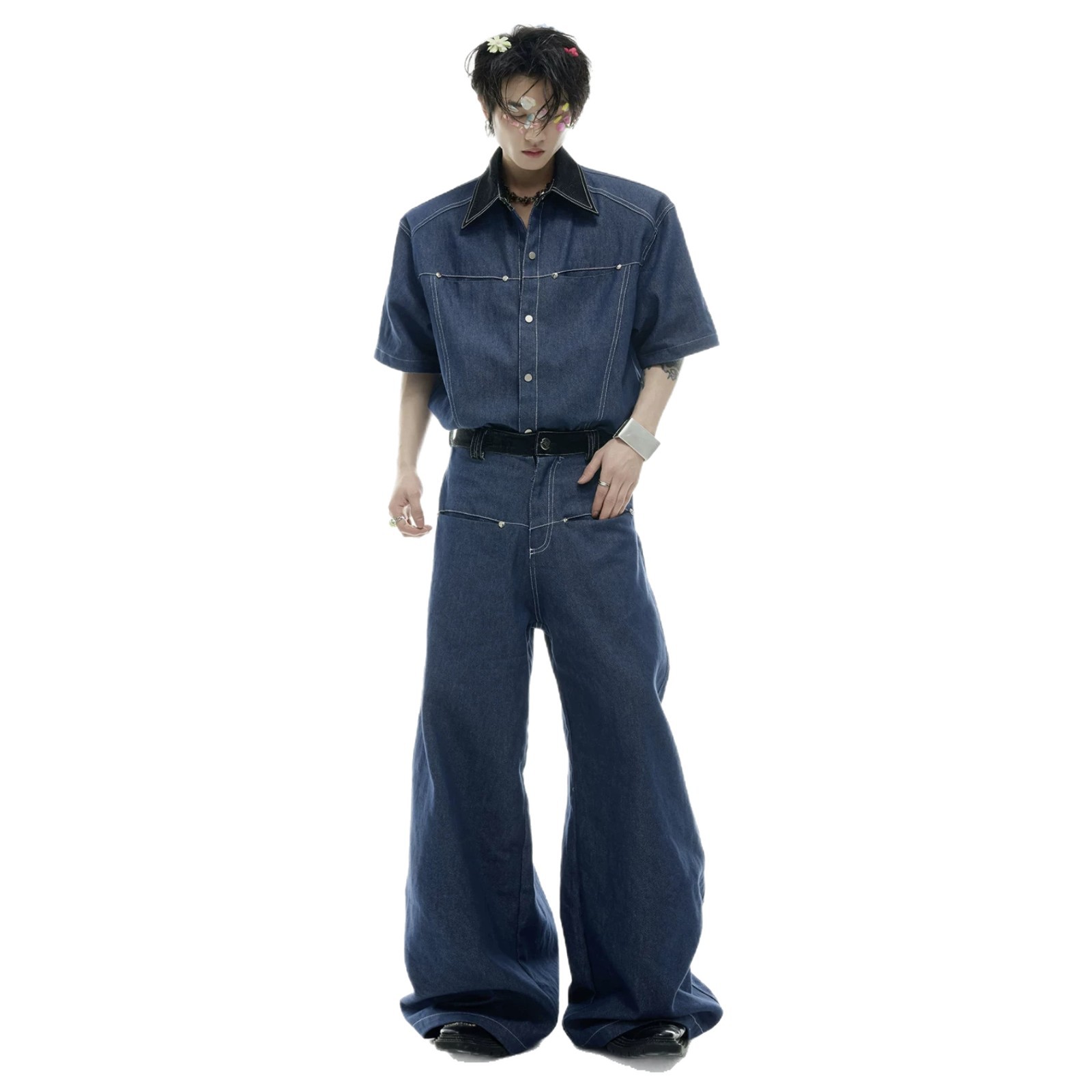 夏のメンズデニムマッチングセットアメリカンファッションハイス - Mens Fashion Denim のレビューと価格