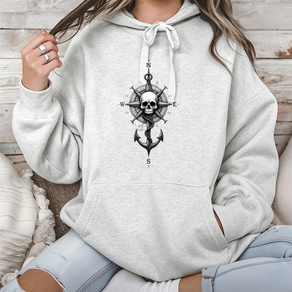 ヴィンテージ海賊スカルアンカーコンパス航海グラフィックパーカ - Streetwear Hoodie のレビューと価格
