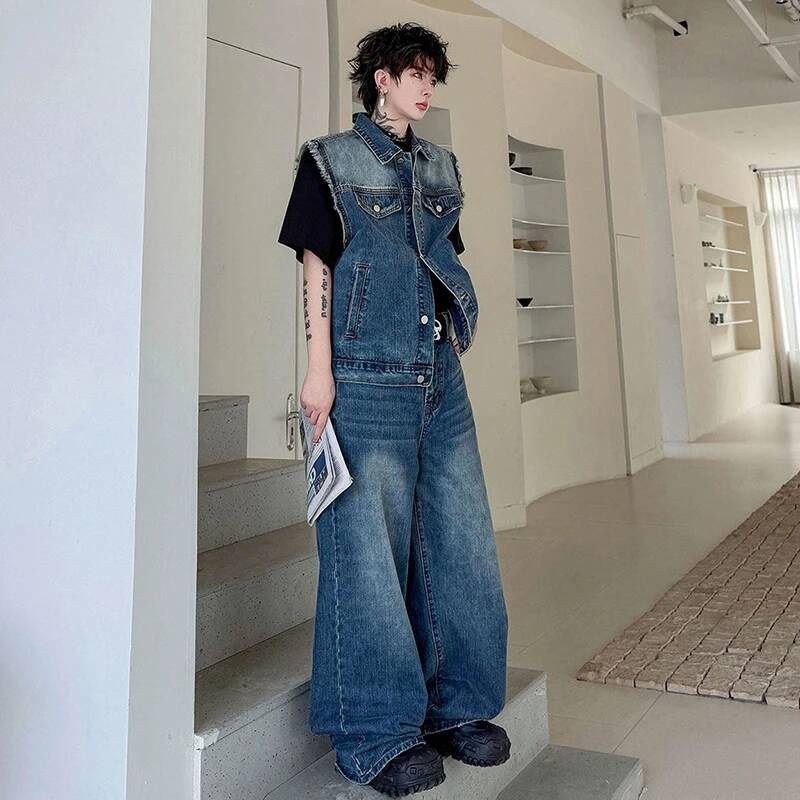 LUZHEN 2026 夏デニムツーピースセットメンズファッ - Mens Fashion Denim のレビューと価格