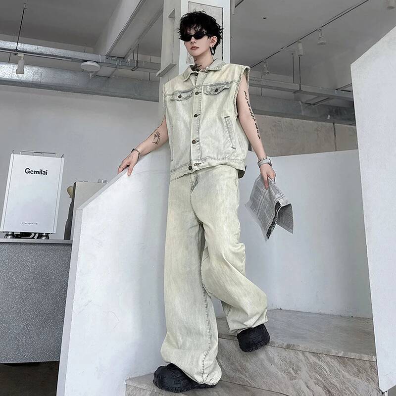 LUZHEN 2026 夏デニムツーピースセットメンズファッ - Mens Fashion Denim のレビューと価格