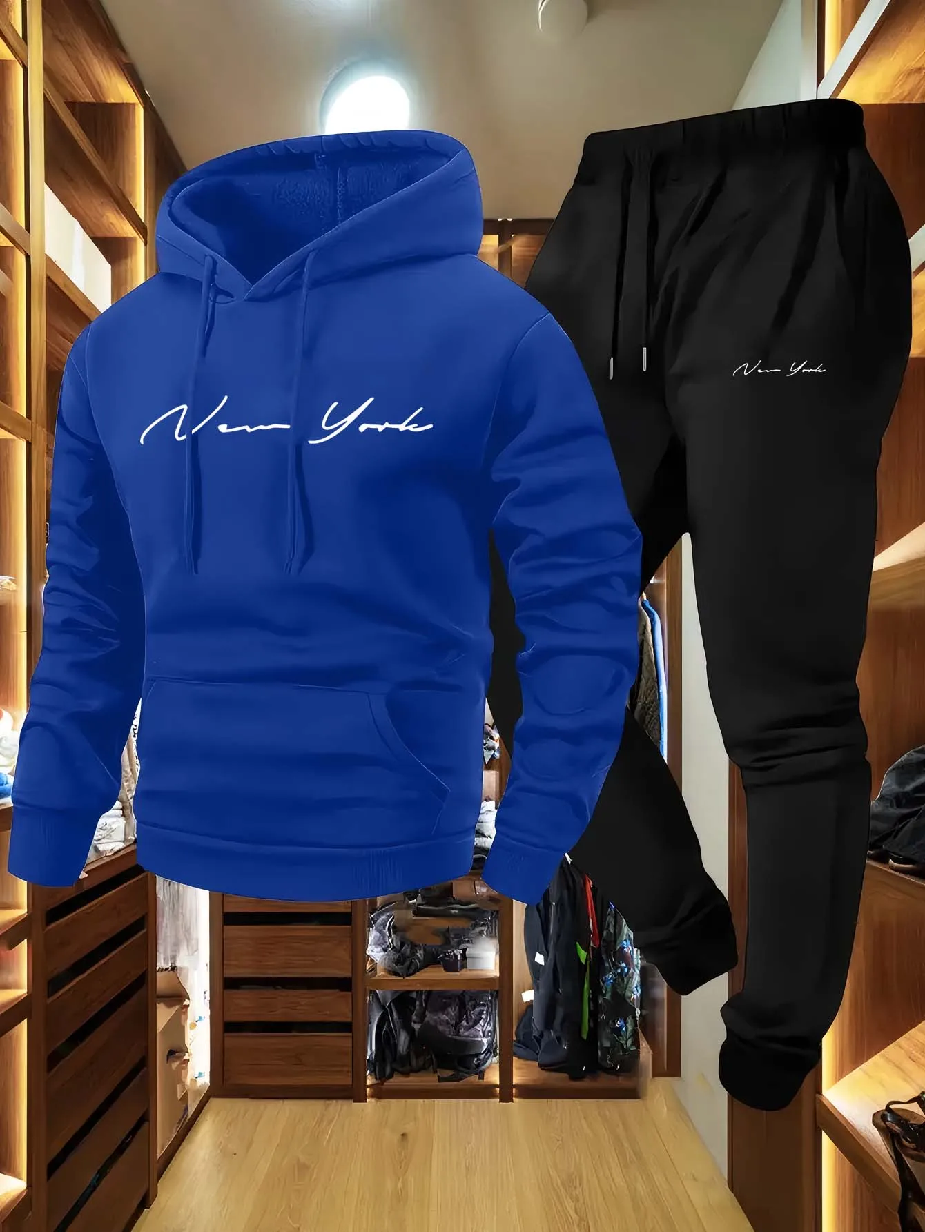 メンズソフトフード付きスウェットシャツスウェットパンツセット - Streetwear Hoodie のレビューと価格