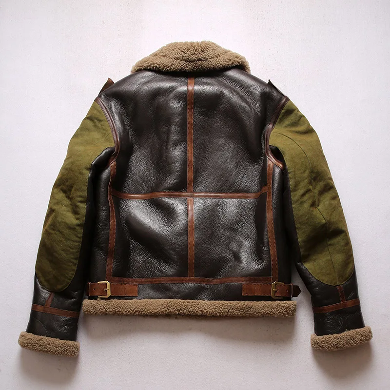 超暖かい本革の爆撃機の毛皮のジャケット、b3シャーリング、キ - Bomber Jacket Men のレビューと価格