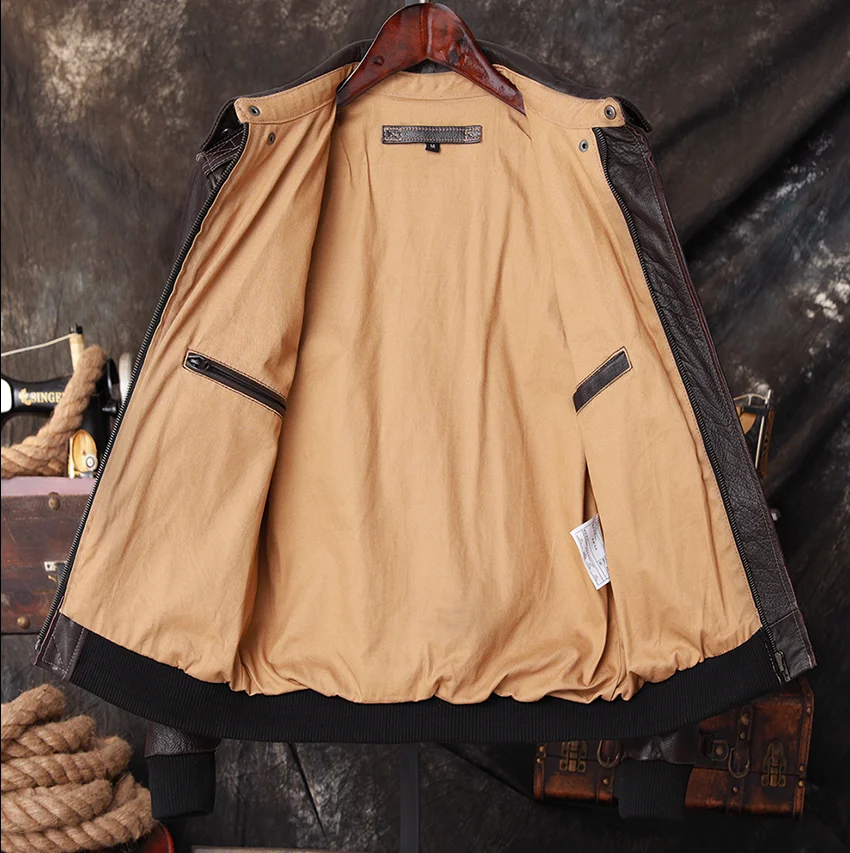 爆撃機 A2 パイロット本革ジャケット男性暖かい 100%  - Bomber Jacket Men のレビューと価格