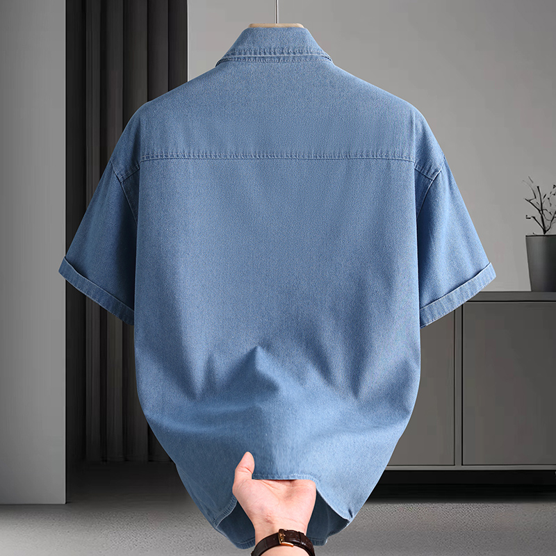 メンズデニムシャツ夏のファッション無地通気性コットンブレンド - Mens Fashion Denim のレビューと価格