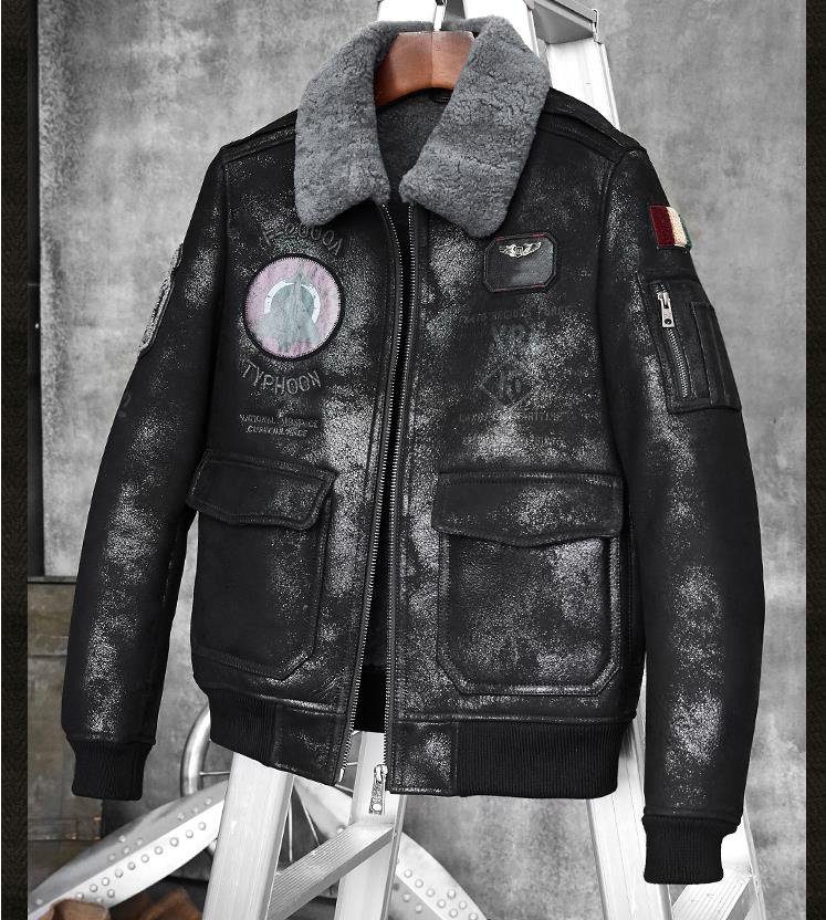 メンズシアリングコートB3 B6メンズシープスキンボンバージ - Bomber Jacket Men のレビューと価格