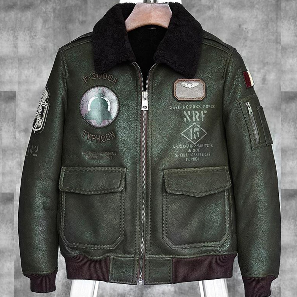 メンズシアリングコートB3 B6メンズシープスキンボンバージ - Bomber Jacket Men のレビューと価格