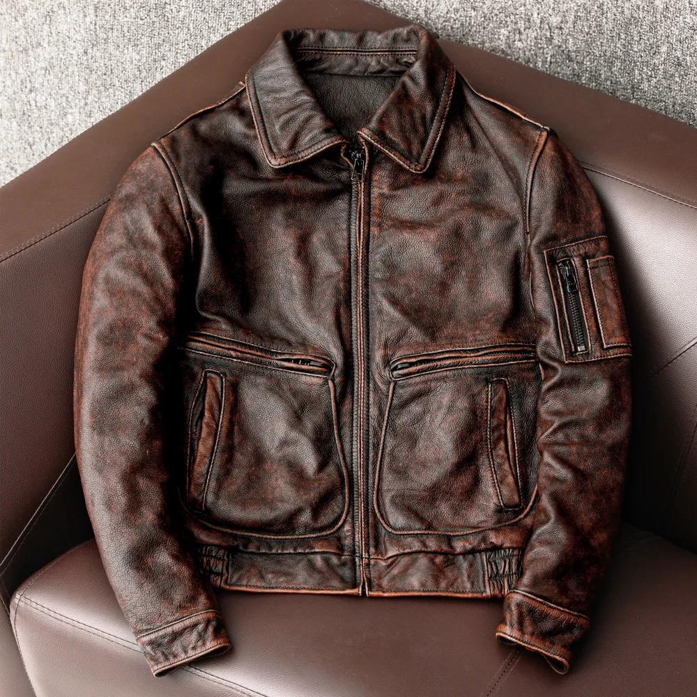 メンズバイカージャケット,ヴィンテージブラウンバイカージャケ - Bomber Jacket Men のレビューと価格