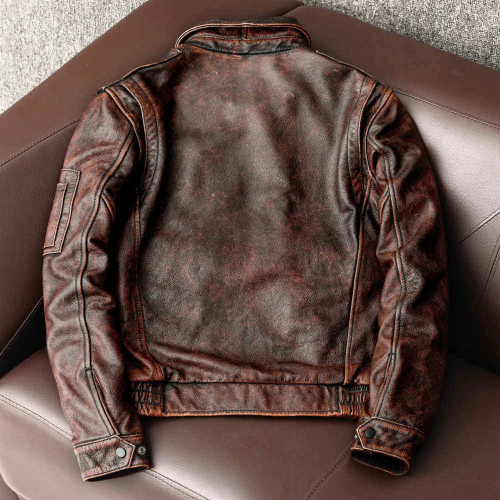 メンズバイカージャケット,ヴィンテージブラウンバイカージャケ - Bomber Jacket Men のレビューと価格