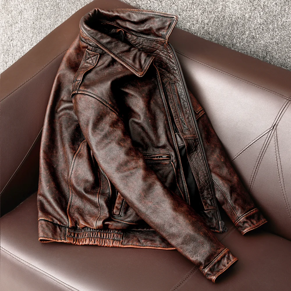 メンズバイカージャケット,ヴィンテージブラウンバイカージャケ - Bomber Jacket Men のレビューと価格