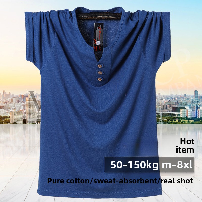 QICHE ヘビーコットン VネックTシャツ メンズ オーバ - Men'S Fashion For Big Guys のレビューと価格