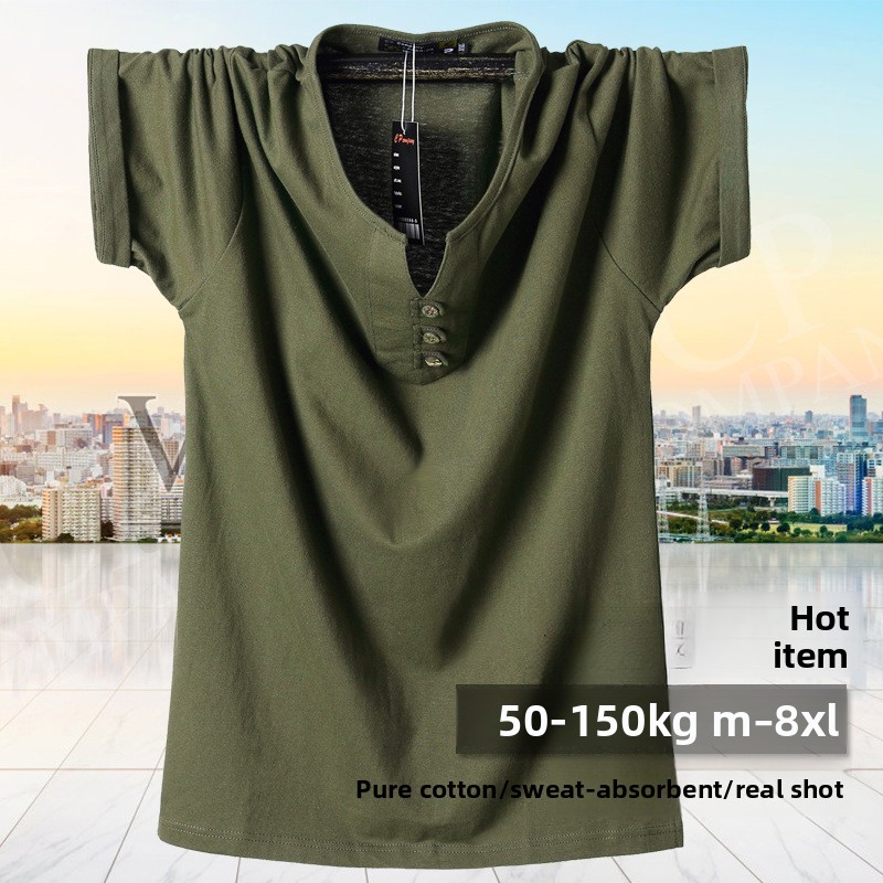 QICHE ヘビーコットン VネックTシャツ メンズ オーバ - Men'S Fashion For Big Guys のレビューと価格