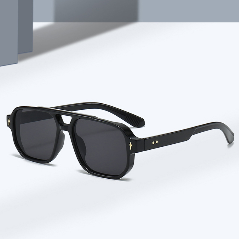ヴィンテージダブルブリッジメンズスクエアサングラスファッショ - Men'S Fashion Old Money のレビューと価格