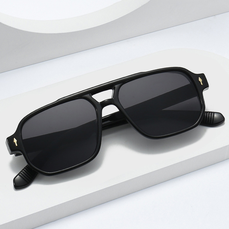 ヴィンテージダブルブリッジメンズスクエアサングラスファッショ - Men'S Fashion Old Money のレビューと価格